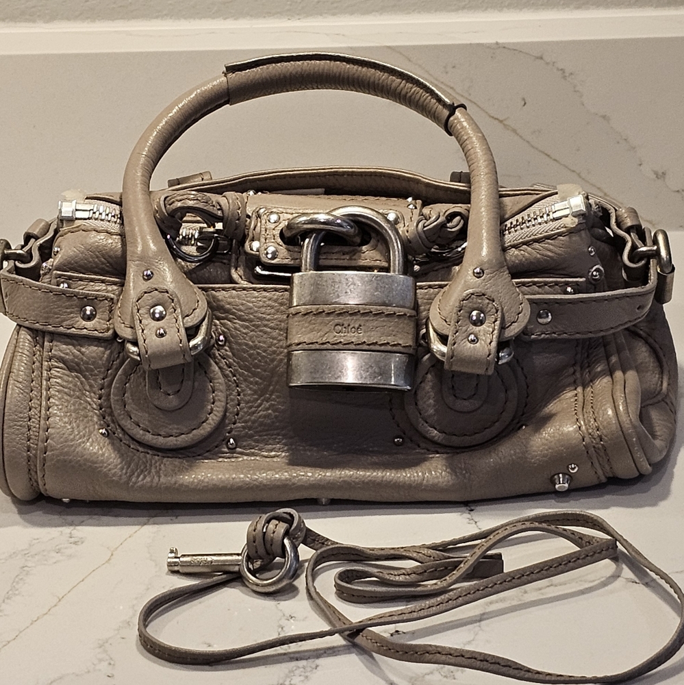 Chloe Paddington Leather Tote Bag Tan/Grey